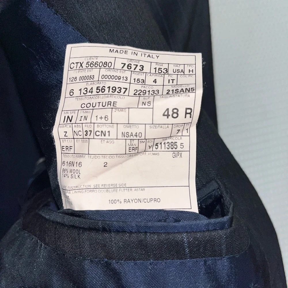 Ermenegildo Zegna Couture XXX Wool & Silk blend Suit Jacket, 48R, Navy, designer